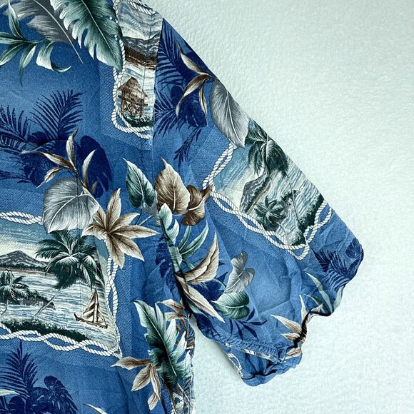 Windham Pointe Mens Hawaiian Shirt Floral Size XL Short Sleeve Collared Rayon - Picture 4 of 12